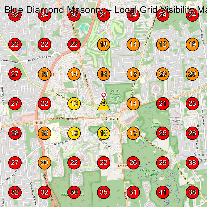 Blue Diamond Masonry GeoGrid visibility map for After School Program in Coram